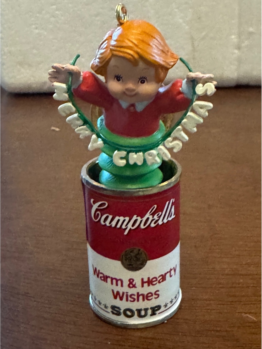 1993 Enesco Campbell’s Soup Kid Warm & Hearty Wishes Ornament w/ Box
